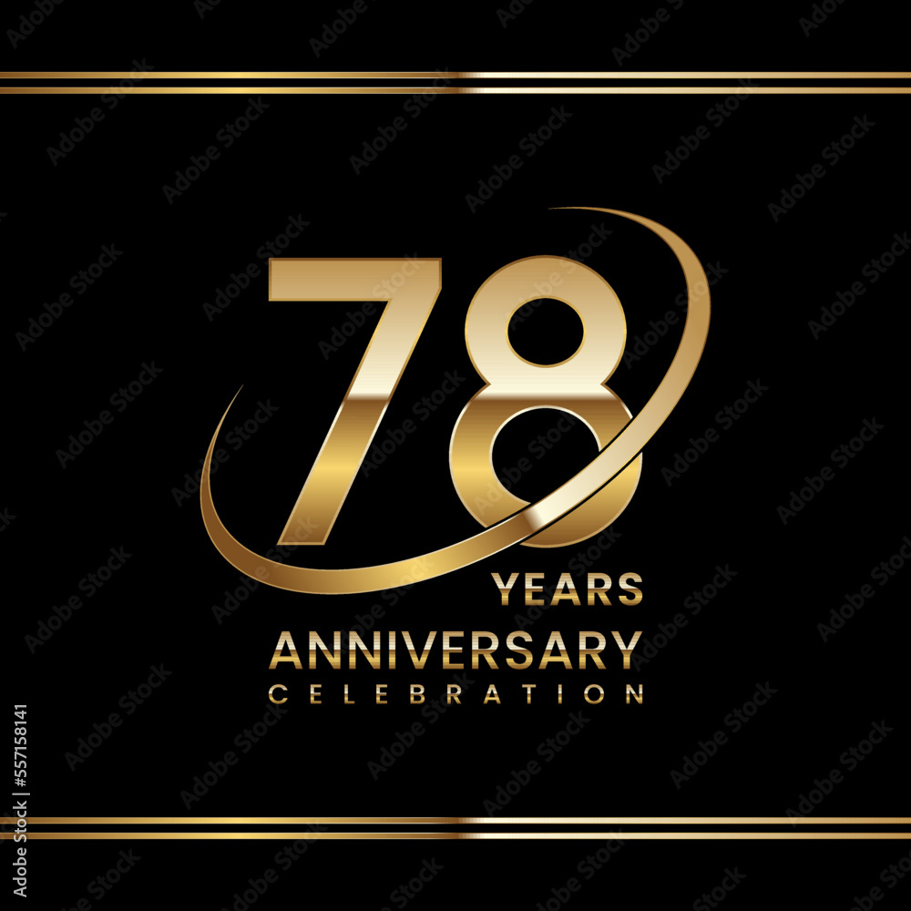 78th Anniversary logo design with golden ring. Logo Vector Illustration 78th Anniversary logo design with golden ring. Logo Vector Illustration