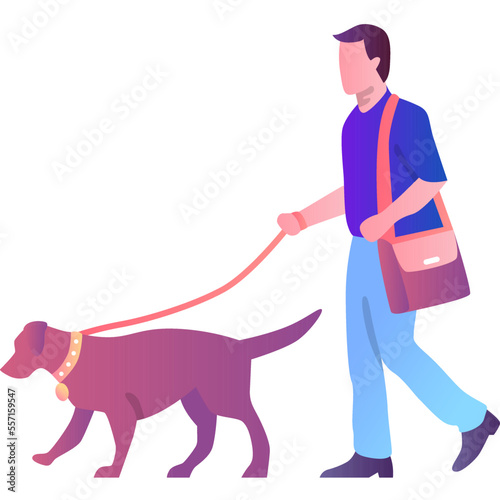 Man walking dog vector pet owner icon