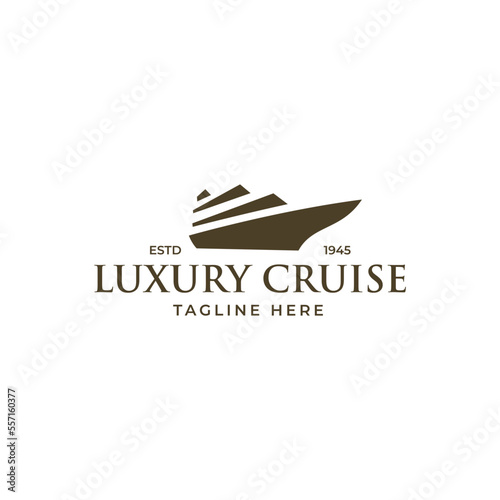 cruise ship logo design. Ship logo, nautical sailing boat icon vector design