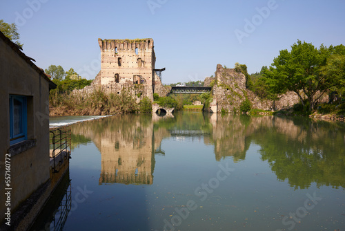 Visconteo bridge in Borghetto of Valeggio sul Mincio, Verona province, Italy
