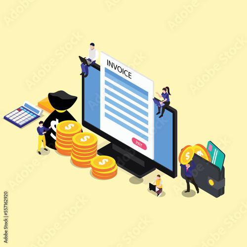 Online payment isometric 3d vector illustration concept for banner, website, illustration, landing page, flyer, etc.
