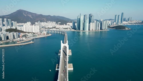 Wallpaper Mural Gwangan bridge and Marine City Aerial view in Busan, South Korea Torontodigital.ca