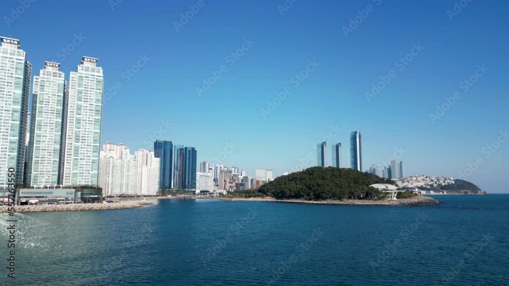 APEC House in Dongbaek Island Aerial View in Busan, South Korea APEC House in Dongbaek Island Aerial View in Busan, South Korea