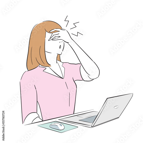 デスクワークで目が疲れた女性