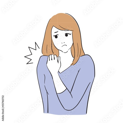 肩こりに悩む可愛い女性