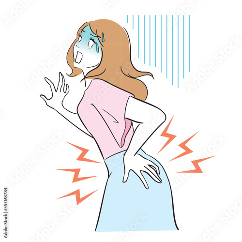 ぎっくり腰で悶絶する女性