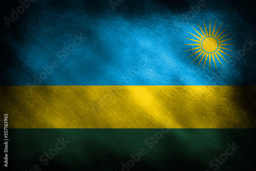 The flag of Rwanda on a retro background