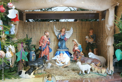 Szopka noworoczna. Boże Narodzenie. Maryja, Józef, Jezus. Polska - Mazury - Warmia.