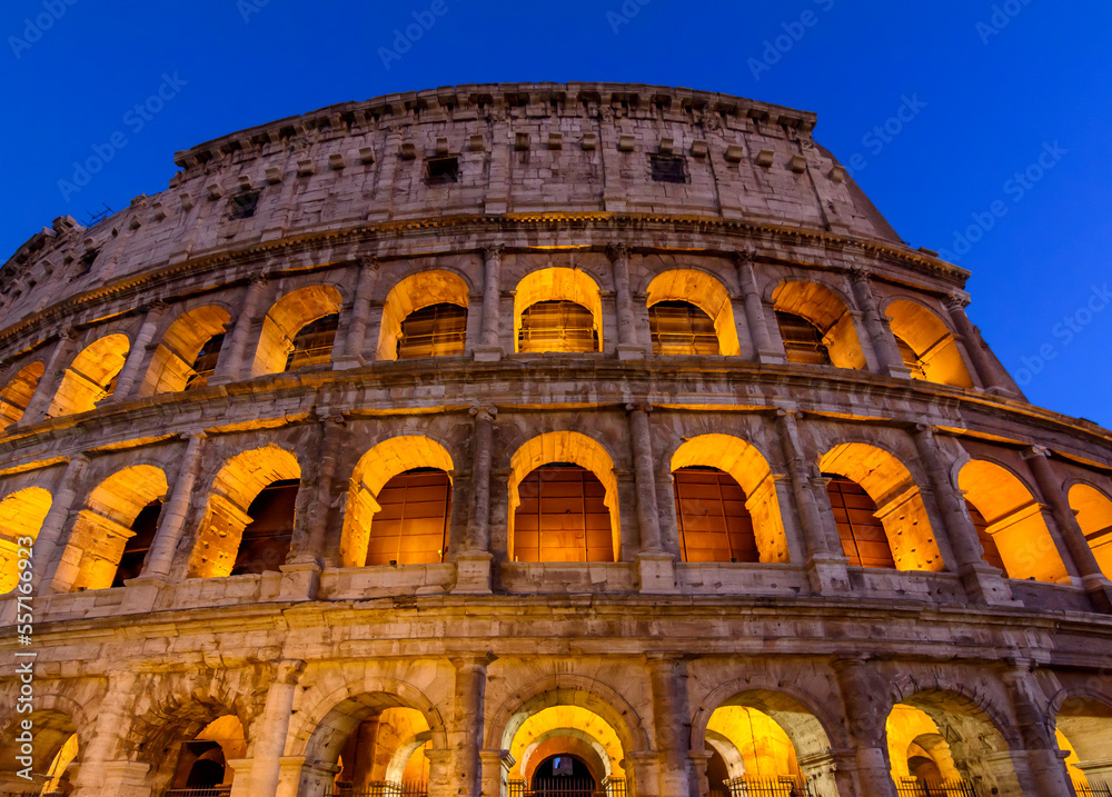 Colosseum (Coliseum) building at night, Rome, Italy