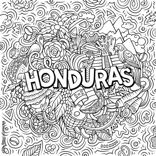 Honduras cartoon doodle illustration. Funny design