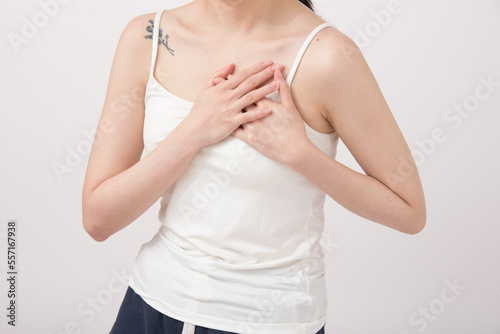 Wallpaper Mural adult woman feels sick, while standing and suffering from unbearable pain. Torontodigital.ca