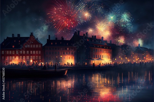 New year's eve fireworks in Denmark - generative ai