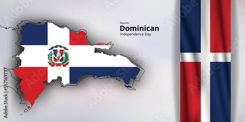  happy independence day of republic dominican, map, flag photo