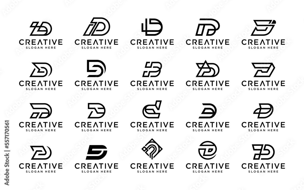 Vector graphic of monogram initial letter D collection logo template
