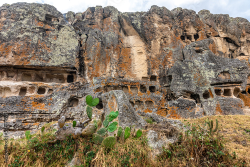 Ventanillas de Otuzco Peruvian archaeological site, cemetery in the rock