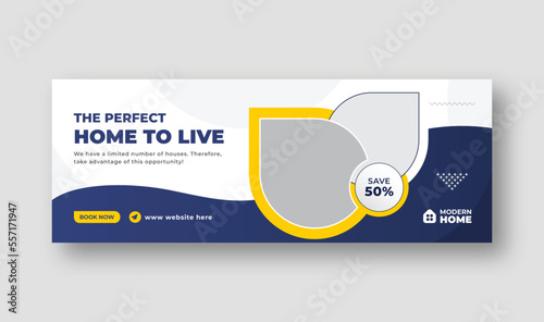 Real estate social media Facebook cover web banner template for real estate business.