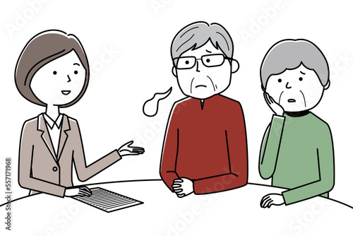 相談にのるスーツの女性　打ち合わせ