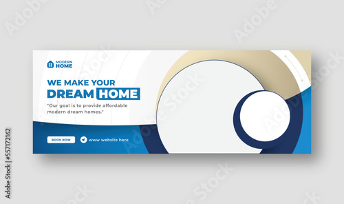 Home for sale real estate facebook cover and web banner template, social media post for real estate business