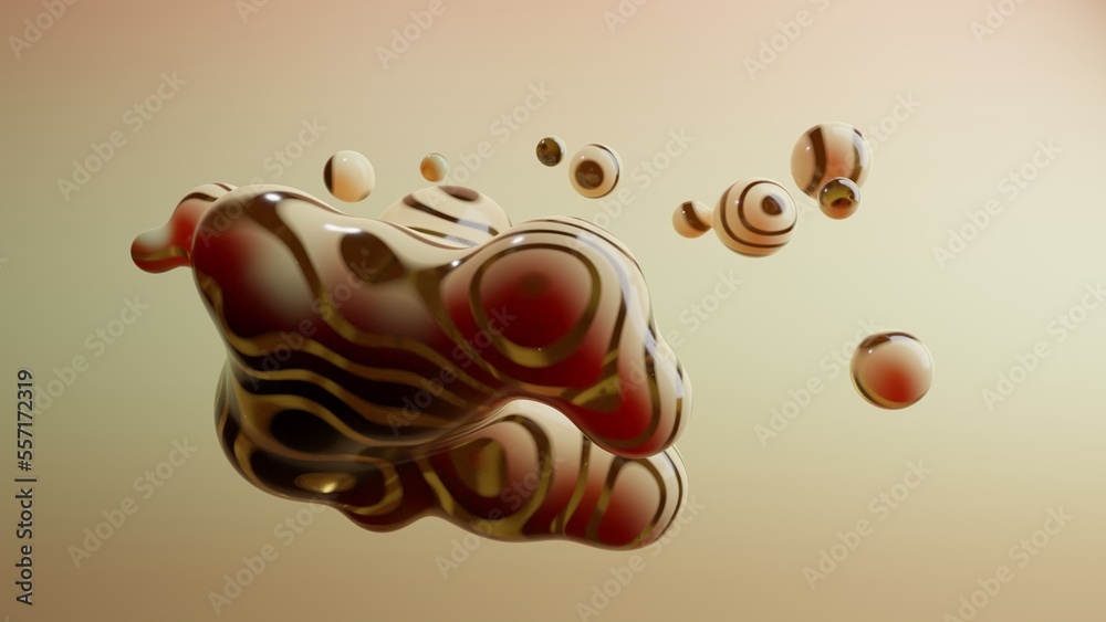 3d rendering of multiple droplets in zero gravity. Drops with bends and convolutions, translucent lines. Abstract 3d illustration for background images. 3d rendering of multiple droplets in zero gravity. Drops with bends and convolutions, translucent lines. Abstract 3d illustration for background images.