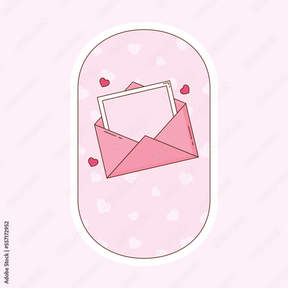 Isolated Greeting Card with Envelope With Hearts On Pink Oval Background. Isolated Greeting Card with Envelope With Hearts On Pink Oval Background.