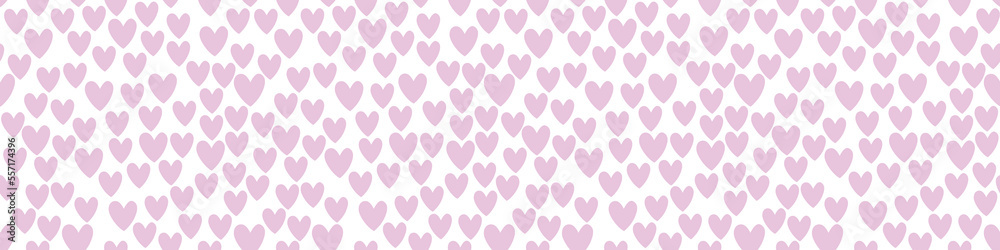 Vector seamless pattern with pink hearts. Horizontal background, texture for textile, wrapping paper, Valentine's day, greeting card, wedding