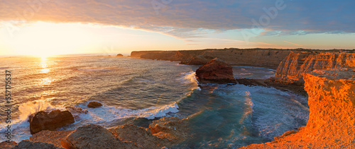 dreamy sunset scenery at Costa Vicentina, atlantic ocean, Portugal