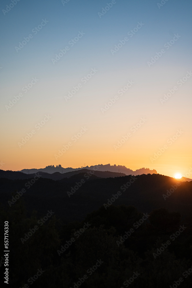beautiful skyline sunset in Montserrat mountain, Catalonia