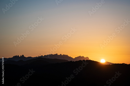 beautiful skyline sunset in Montserrat mountain, Catalonia