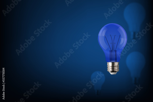 Vector realistic blue background with incandescent lamps silhouette