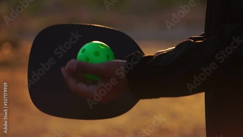 Footage Slow Motion: Pickleball player and equipment