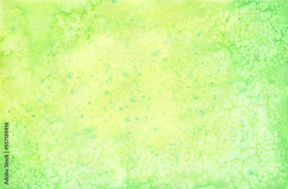 Watercolor painting abstract background or green and yellow abstract watercolor texture backdrop on paper. Spring or summer and season concept. copy space for the text. Hand painted texture style.