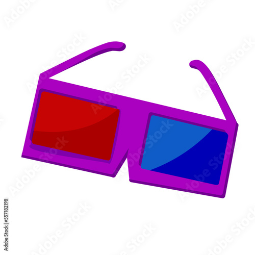 glasses for 3D in the style of the 90s. glasses for the cinema. Vector isolated illustration on a white background