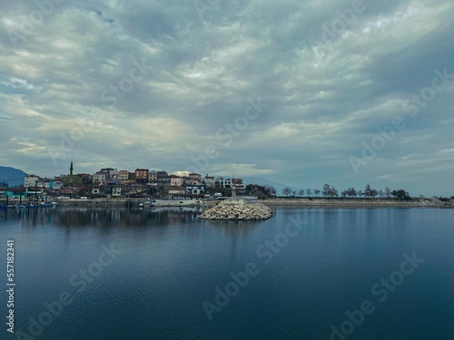 touristic lakeside town with view