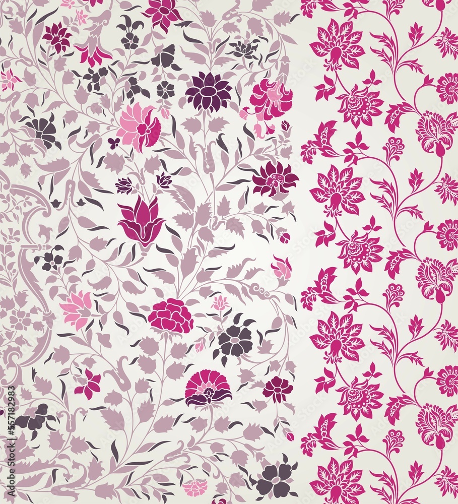 Fototapeta premium wedding card design, traditional paisley floral pattern , royal India 