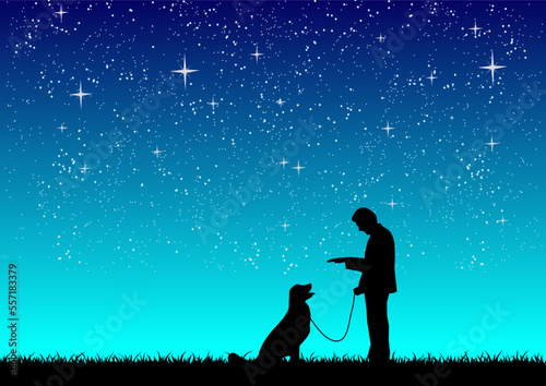 飼い主と犬、ベクターファイル