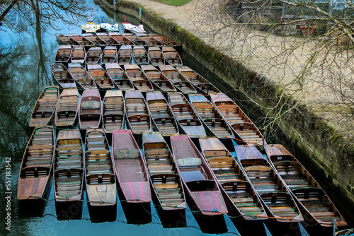 Oxford wooden parked boats
