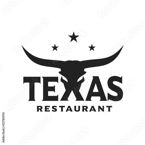 Vintage longhorn buffalo, cow skull head, bull logo design for your business restaurant.