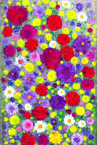 Painted flowers. Generative AI
