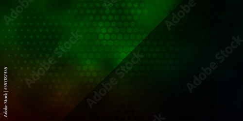 Dark Green vector background with circles.