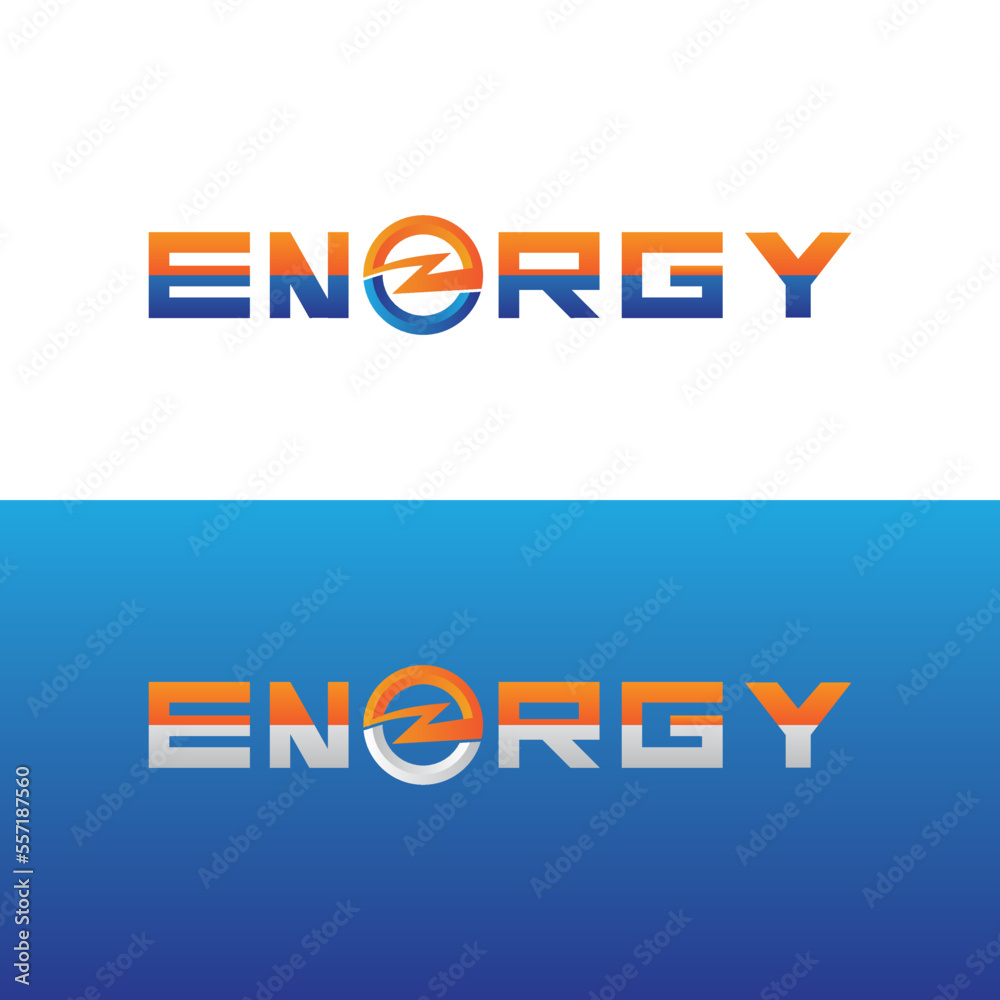 Energy text font dynamic logo with lightning - modern energy logo Energy text font dynamic logo with lightning - modern energy logo