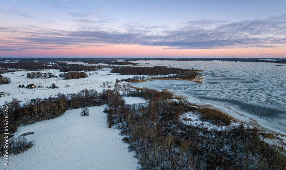 Christmas Eve, sunset at Lake Siver. Latvia & Latgale. Christmas Eve, sunset at Lake Siver. Latvia & Latgale.