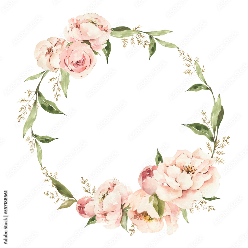 Watercolor floral wreath clipart. Floral arrangement png.