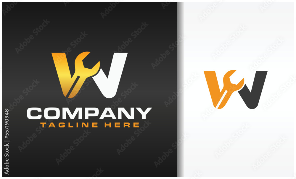 Obraz premium initial W wrench logo