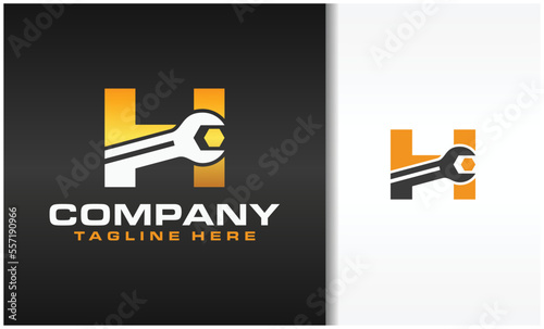 initial letter H wrench logo