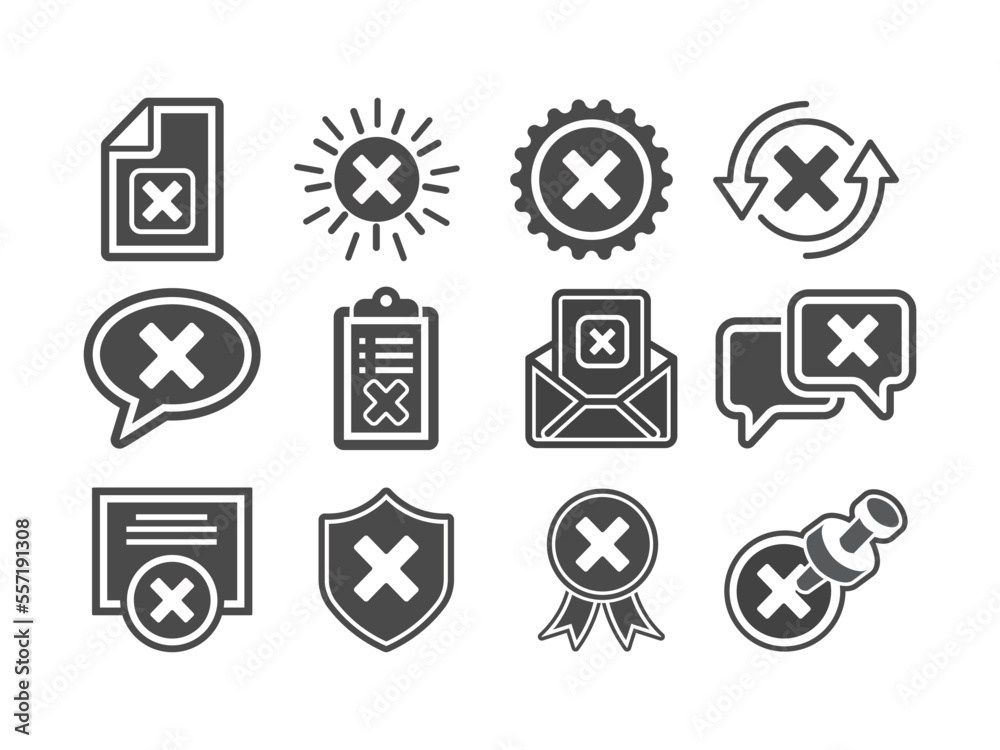 Not Approve Simple Set Of Black And White Vector Icons Not Approve Simple Set Of Black And White Vector Icons