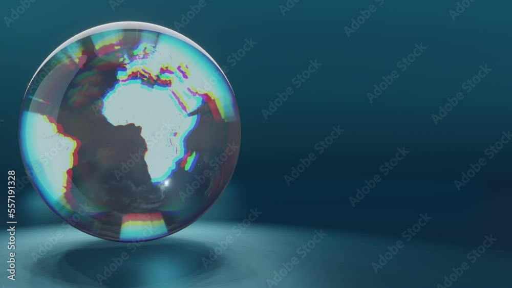 3d earth ultra glossy globe,  Looping 360 on a dark blue background 
