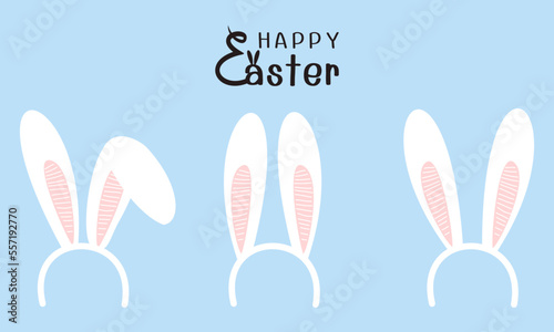 Wallpaper Mural Easter bunny rabbit ears and hand written fonts on blue background vector. Torontodigital.ca