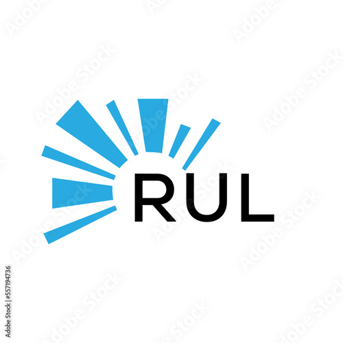 RUL letter logo. RUL blue image on white background and black letter. RUL technology  Monogram logo design for entrepreneur and business. RUL best icon.
 photo