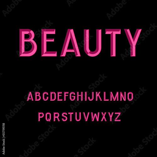 Alphabet letters with 3d effect and inner shadows. Vector illustration with english alphabet.