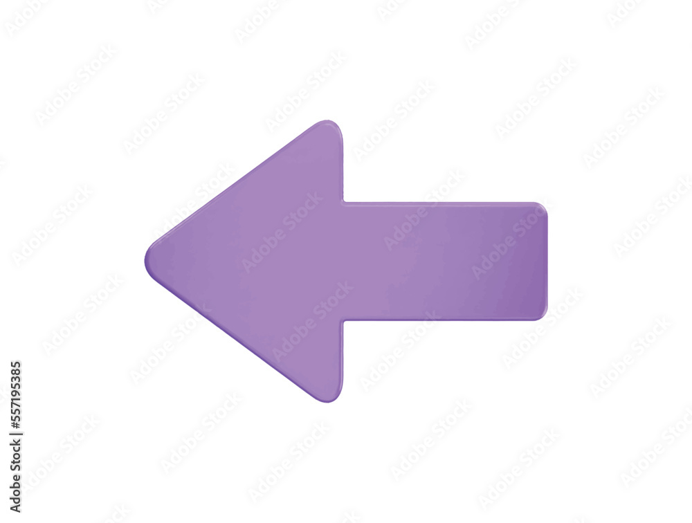 Left arrow with 3d vector icon cartoon minimal style Left arrow with 3d vector icon cartoon minimal style